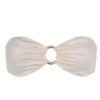 Strapless Riviera bikini top with gold ring – off-white color, on mannequin