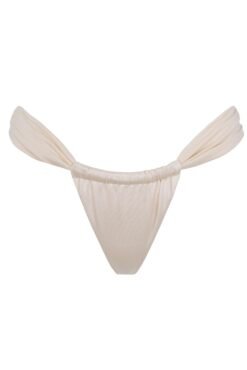 Adjustable tie side bikini bottom – Riviera off-white, on invisible mannequin