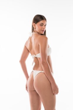 Studio back view of Riviera off-white bikini on model