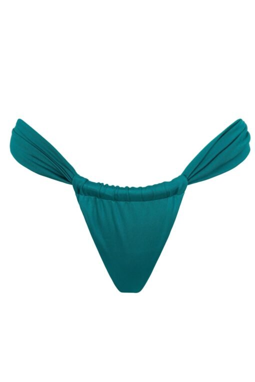 Adjustable tie side bikini bottom – Riviera blue, on invisible mannequin