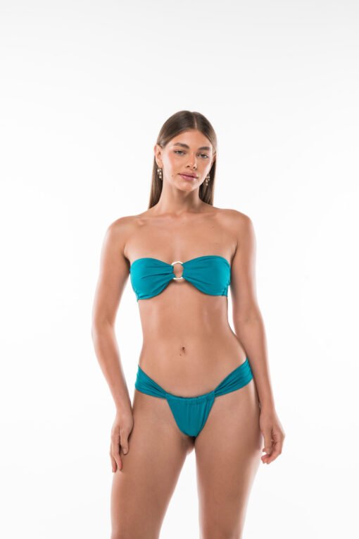 Studio shot – model wearing Riviera blue bikini, front view