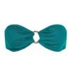 Strapless Riviera bikini top with gold ring – blue color, on mannequin