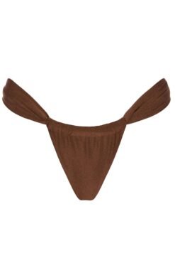 Adjustable tie side bikini bottom – Riviera cappuccino, on invisible mannequin