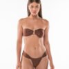 Studio shot – model wearing Riviera cappuccino bikini, front view - Acuarela Brand