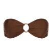 Strapless Riviera bikini top with gold ring – cappuccino color, on mannequin